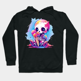 Cute Baby Skeleton Loves Ice Cream Halloween Design Hoodie